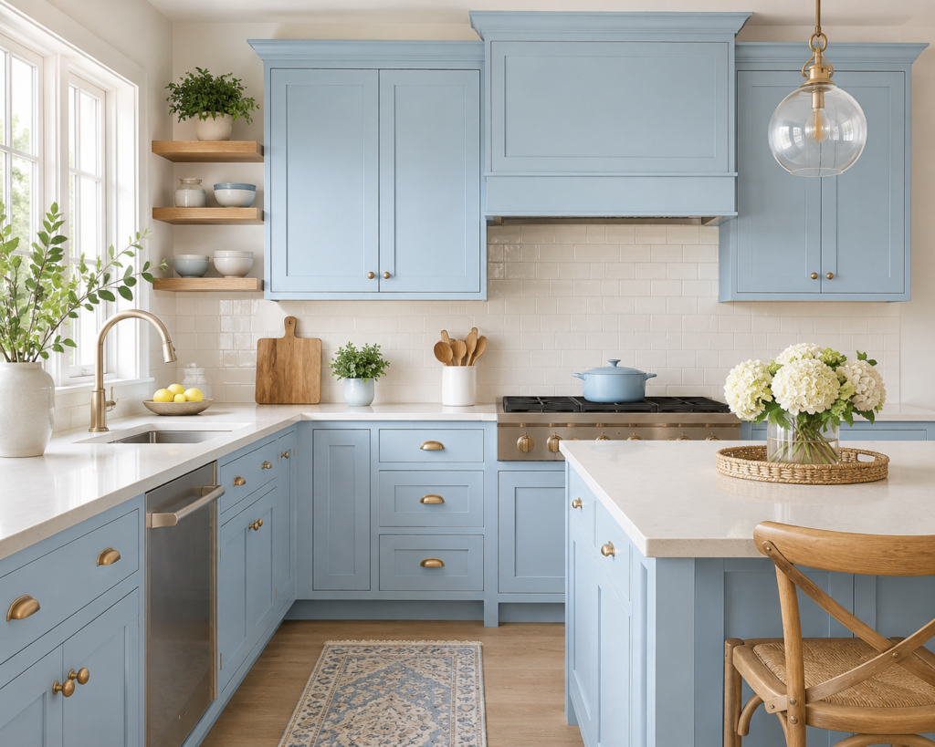 Choose Soft Sky Blue Cabinets