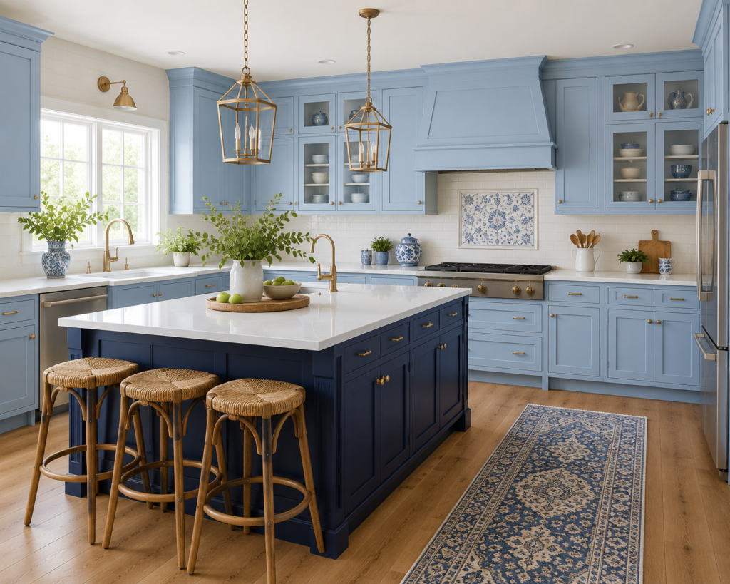 Add a Navy Blue Kitchen Island
