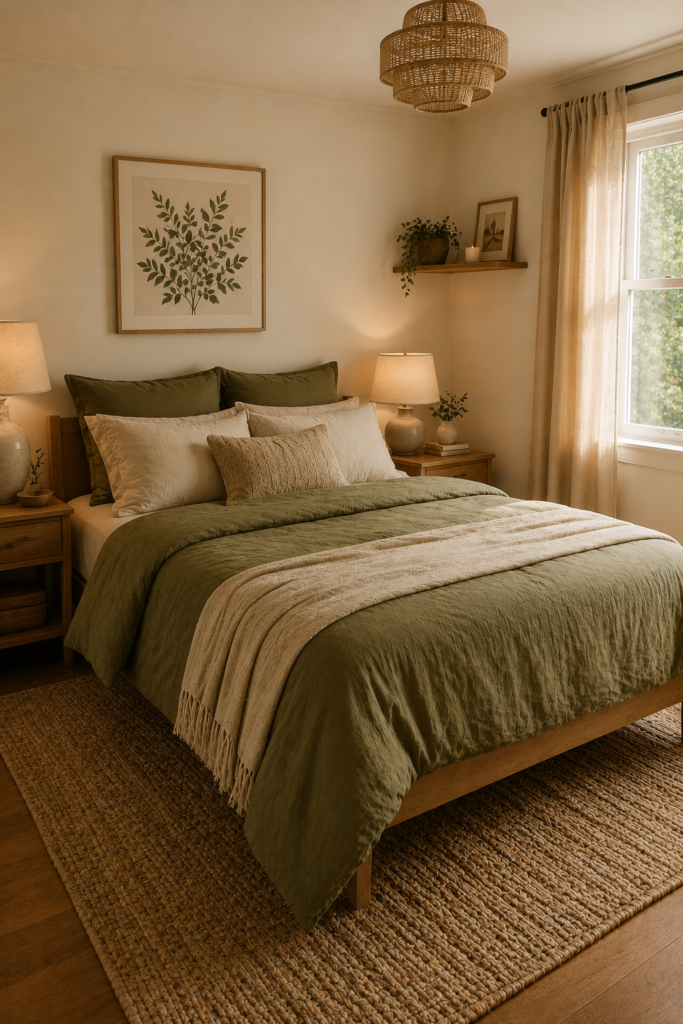 Use Green Throw Pillows and Blankets